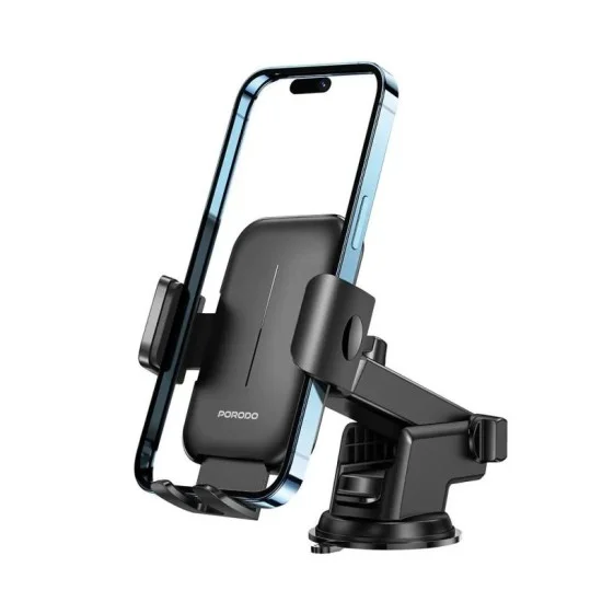 Porodo Adjustable Clamps Dash & Windshield Mount - Black
